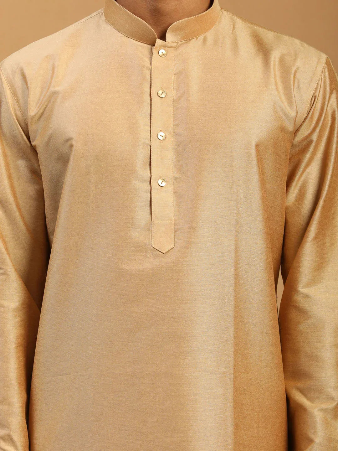 Men's Rose Gold Viscose Kurta Pyjama And Dupatta Set