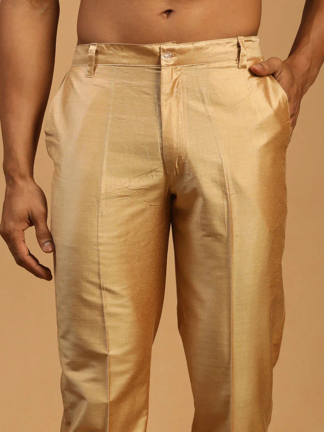 Men's Rose Gold Viscose Kurta Pyjama And Dupatta Set