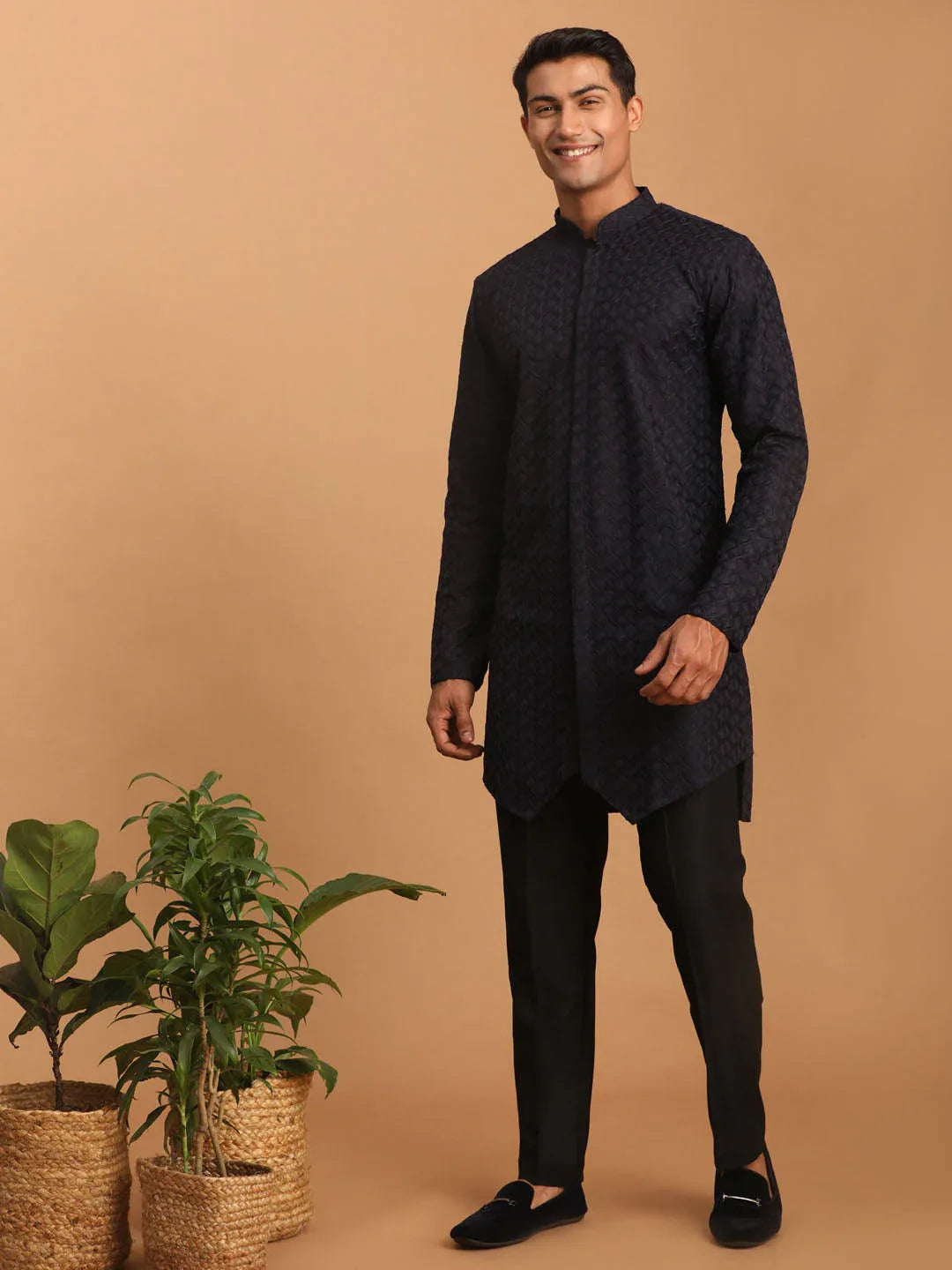Men's Navy Blue Kurta Pant Set