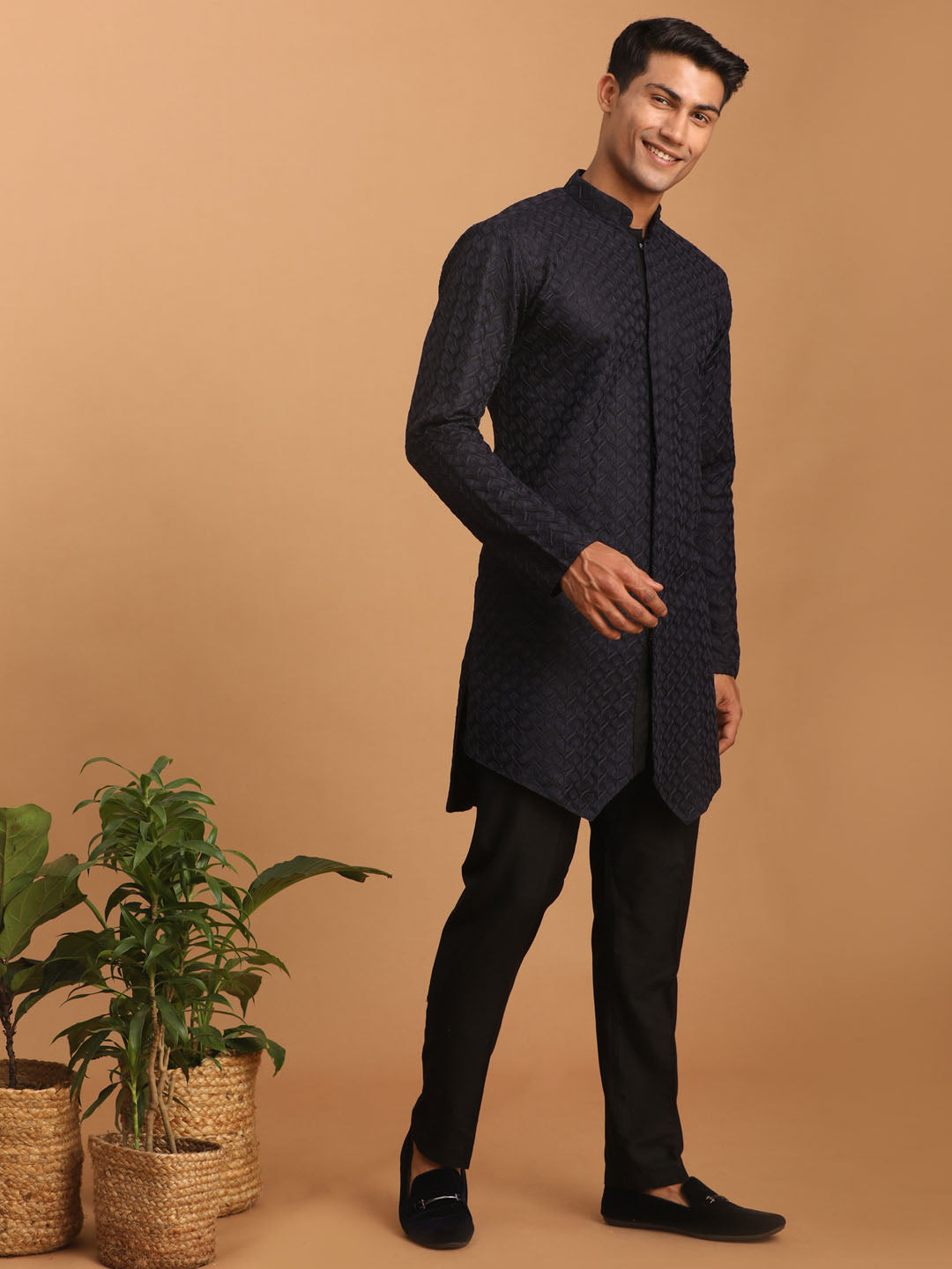 Men's Navy Blue Kurta Pant Set