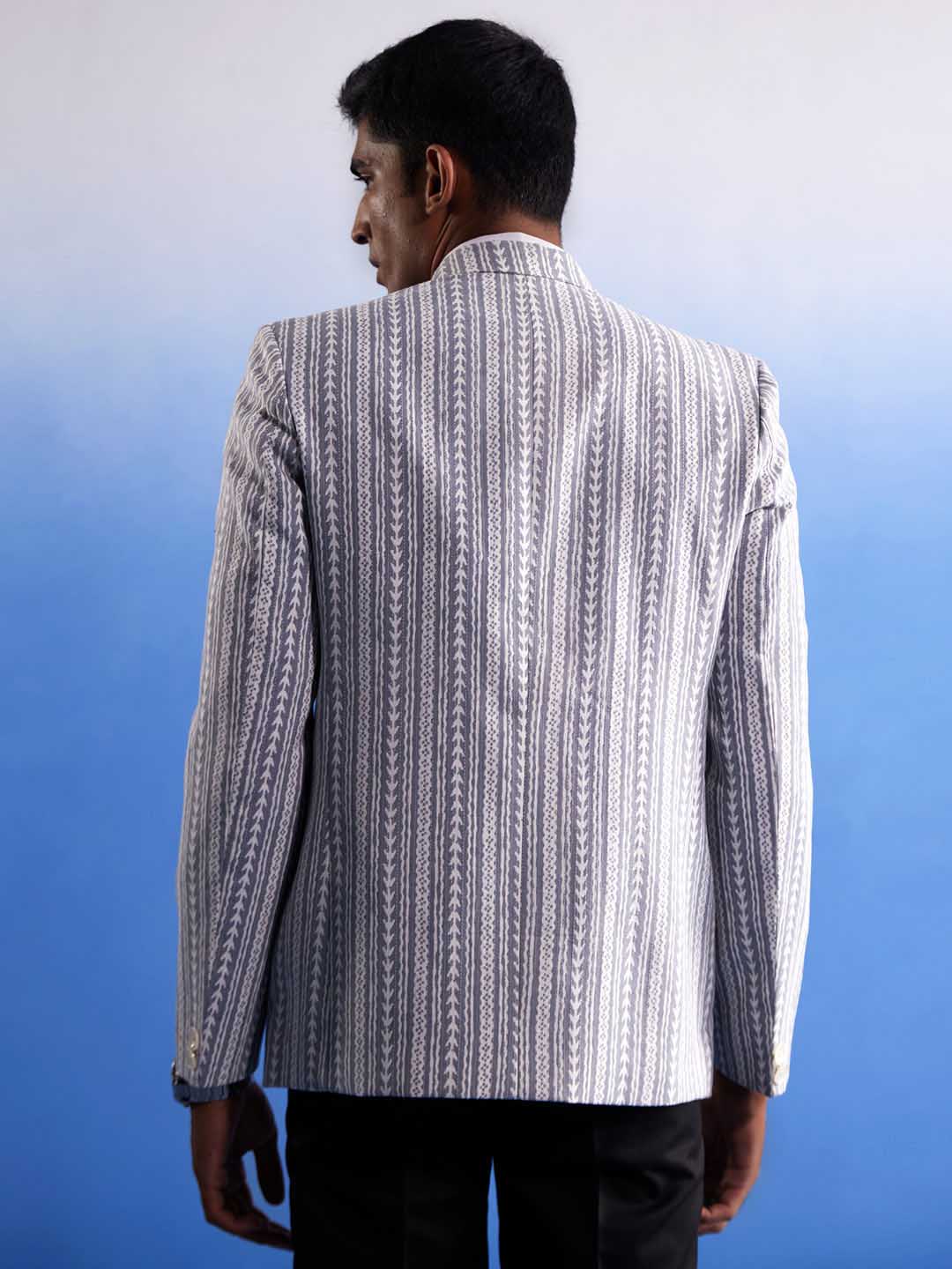 Men's Grey Aztec Printed Blazer