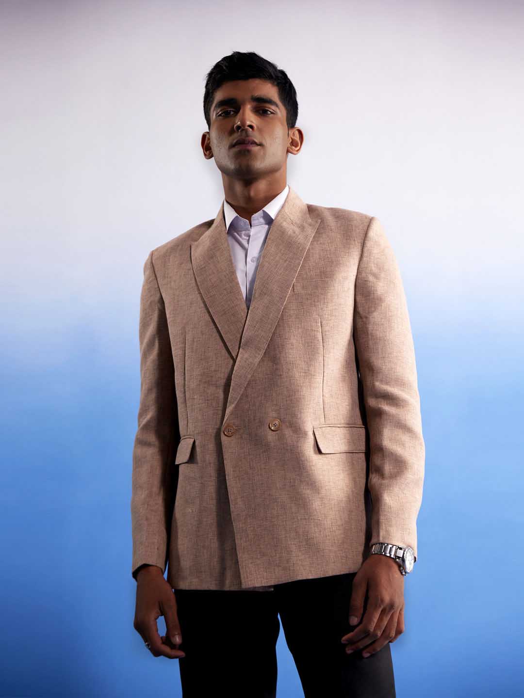 Men's Beige Jute Cotton Blazer