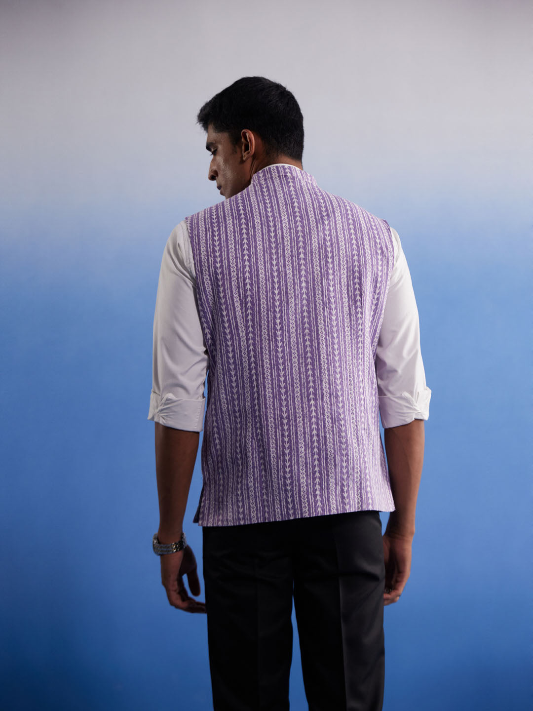 Men's Purple Aztec Print Nehru Jacket