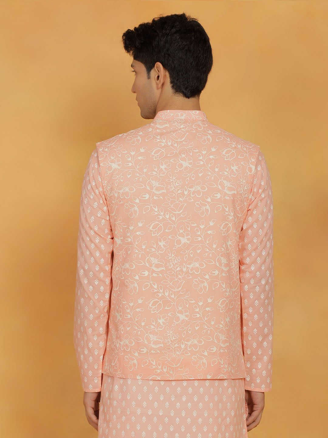 Men's Peach Cotton Nehru Jacket