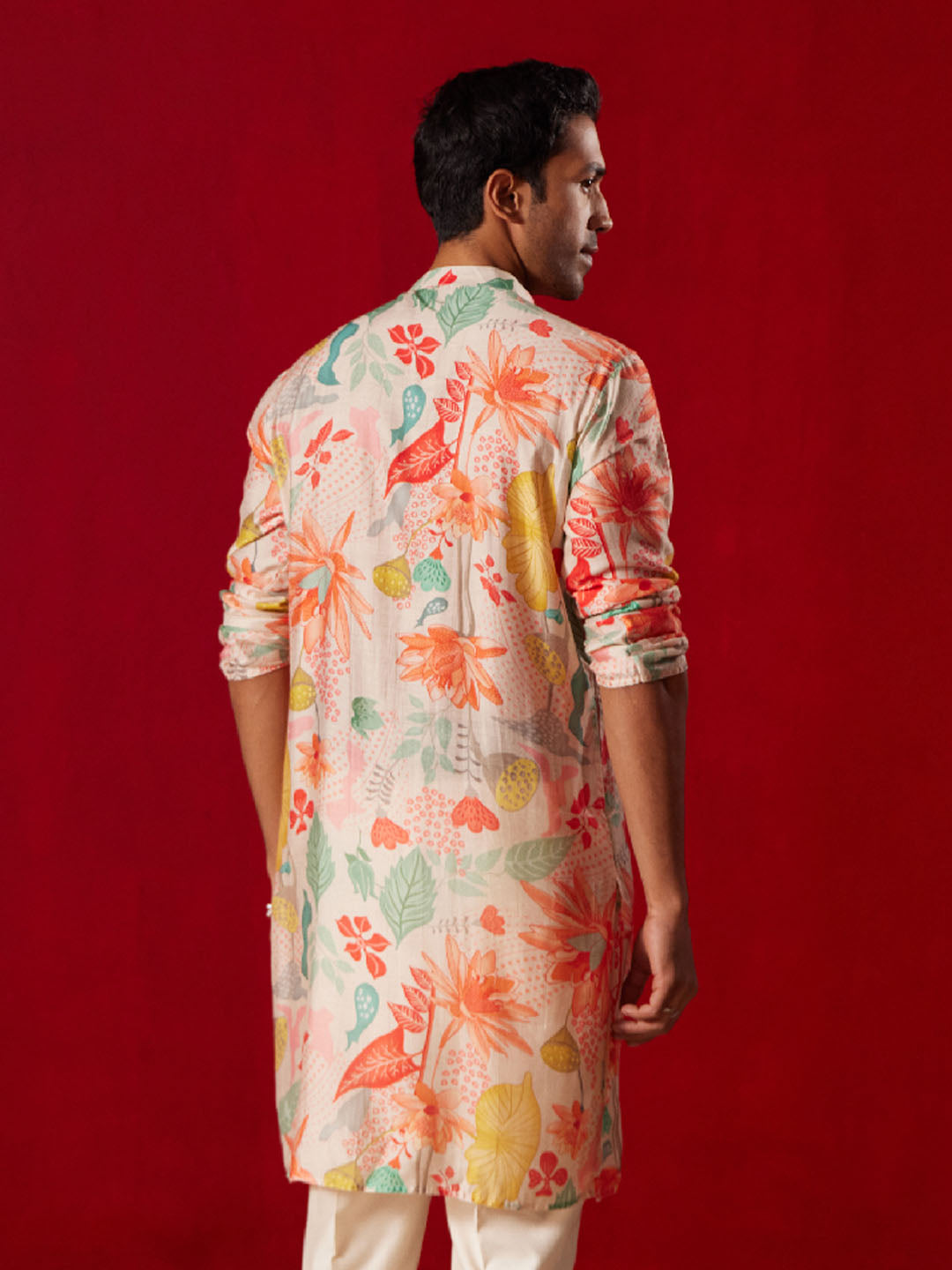 Men's Multicolor Cotton Printed Kurta