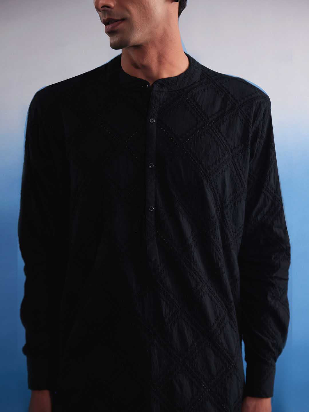 Men's Black Hakooba Cotton Kurta