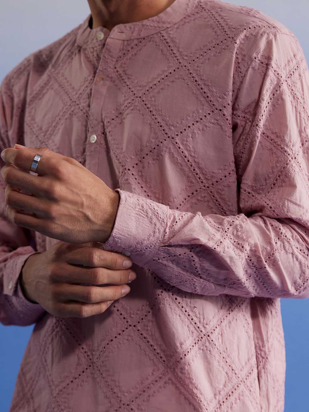 Men's Pink Hakooba Cotton Kurta