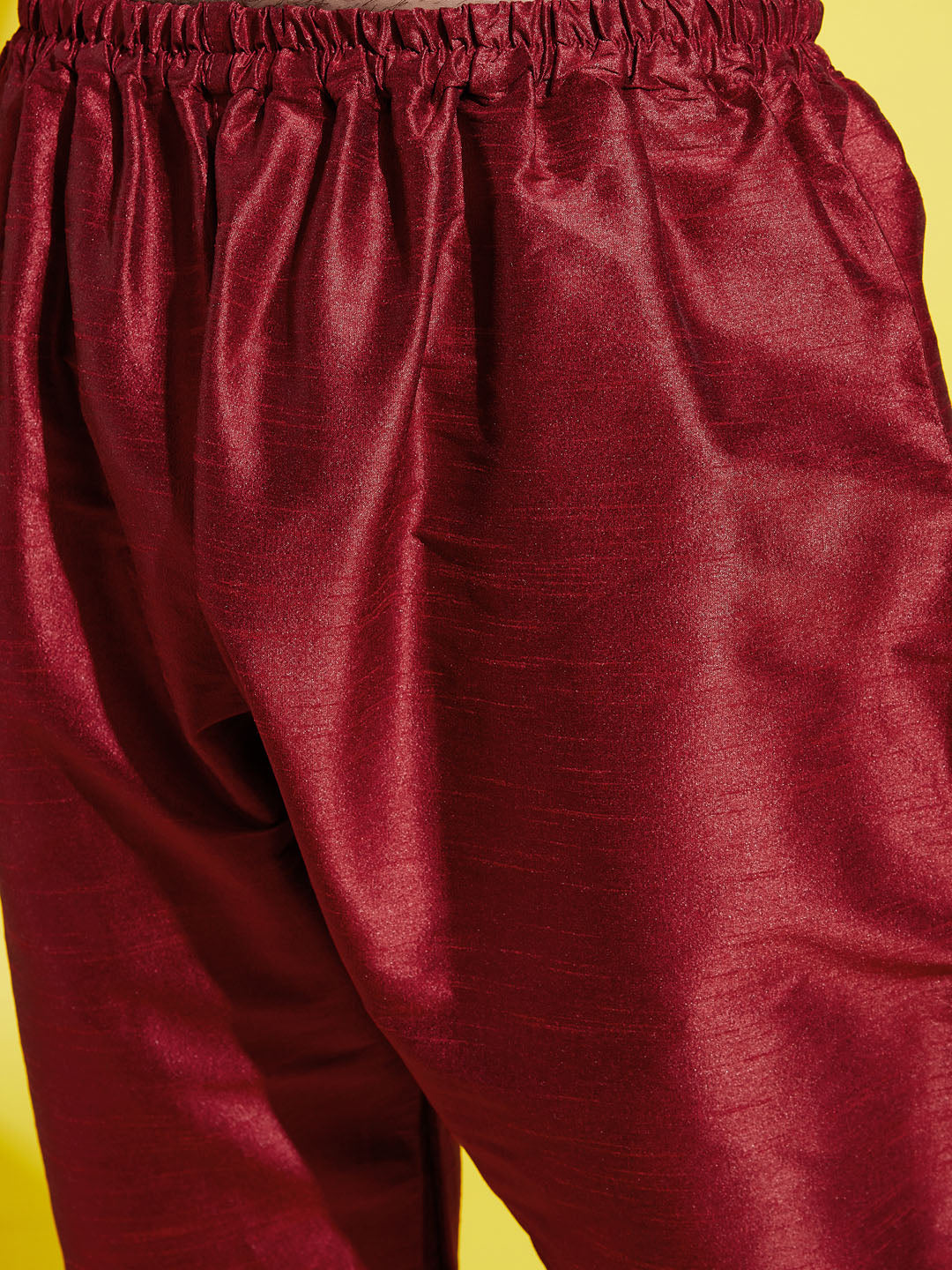 VASTRAMAY Boys' Maroon Silk Blend Kurta and Pyjama Set - qivii