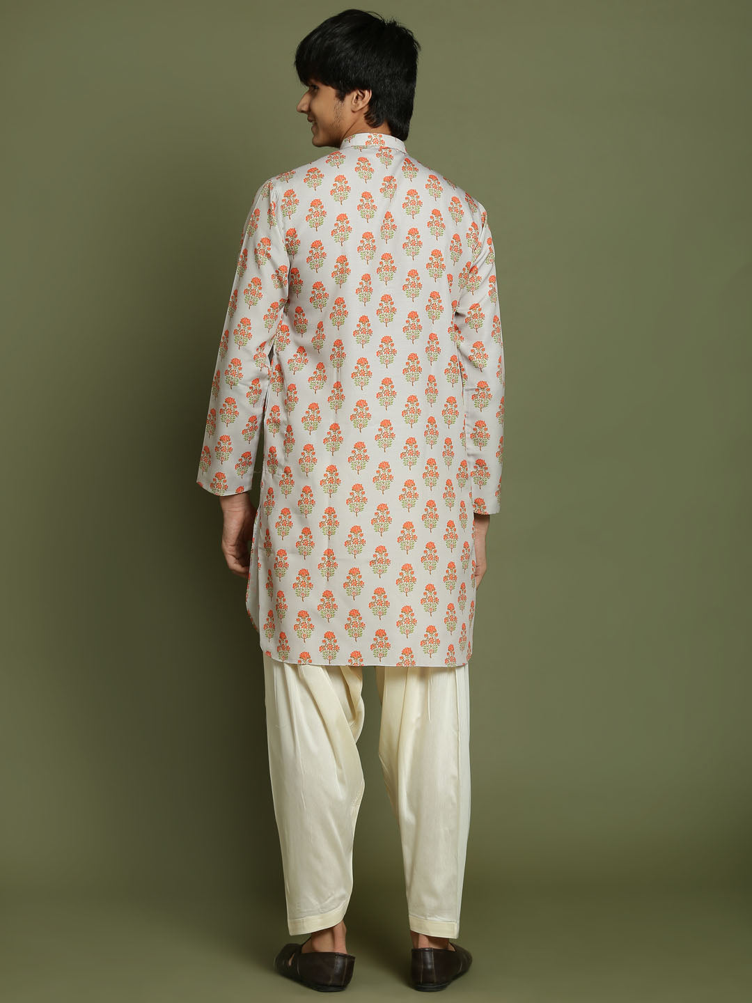 VASTRAMAY Boys' Multicolor-Base-Beige And Cream Kurta Patiala Set - qivii