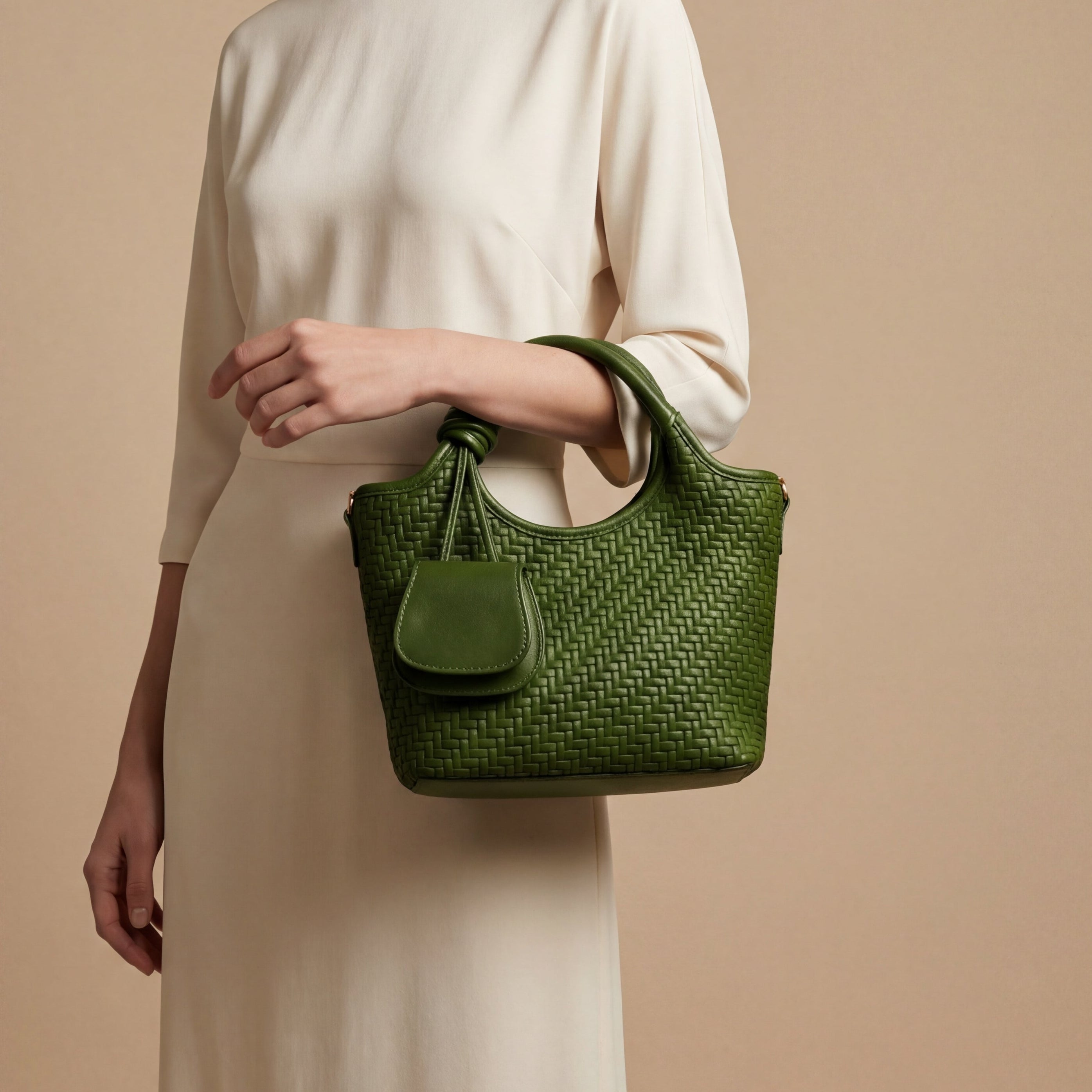 Verdant Weave Handbag in Vegan Leather - By Qivii