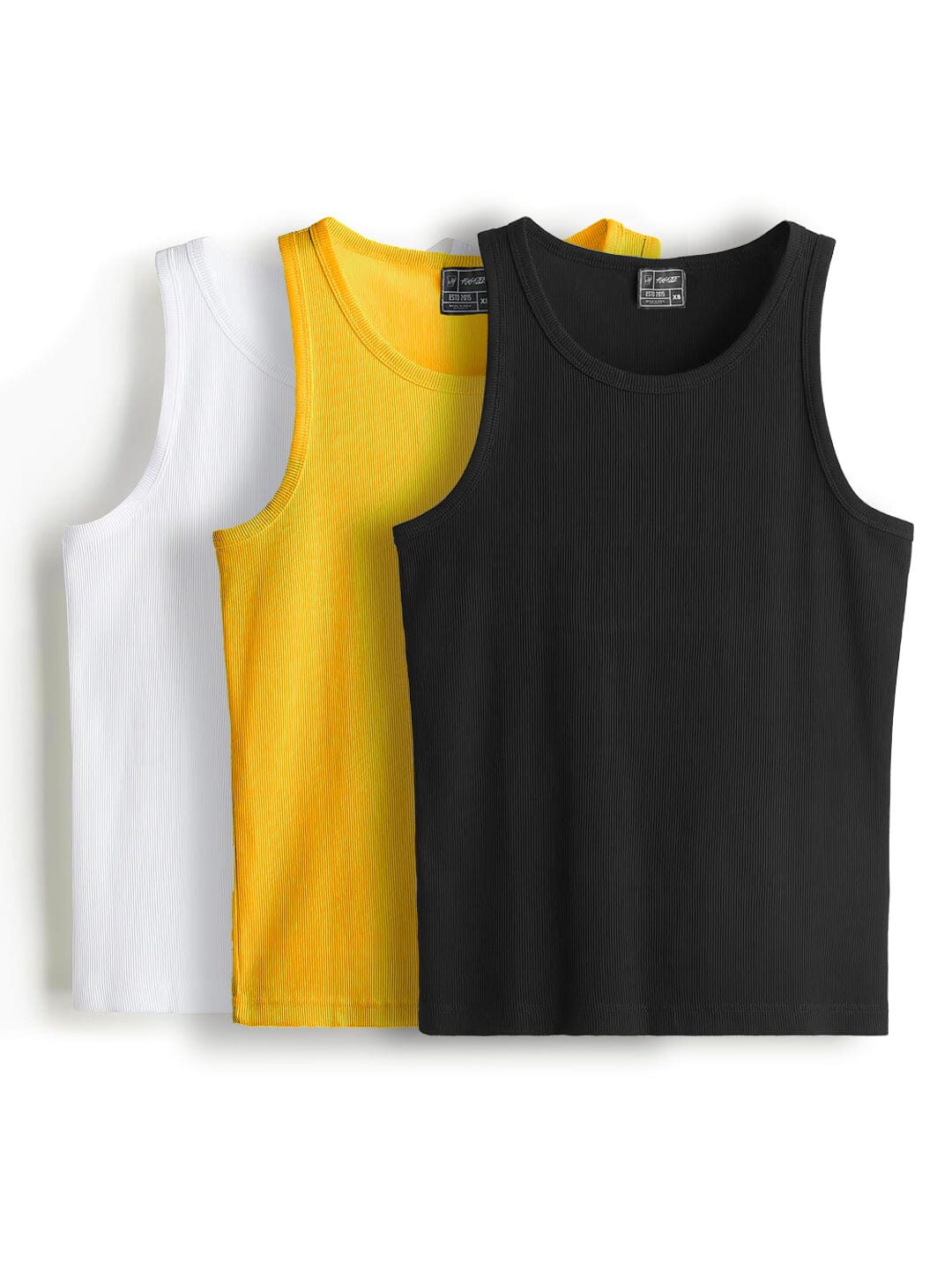 Solid Ribbed Vest Pack Of 3