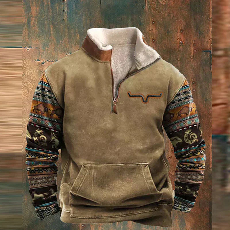 James™ - Vintage Comfortabele Pullover Rits - By Qivii