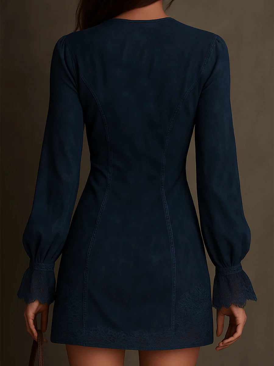 Azulena ❘ Blauwe tuniek met borduursel en rits - By Qivii