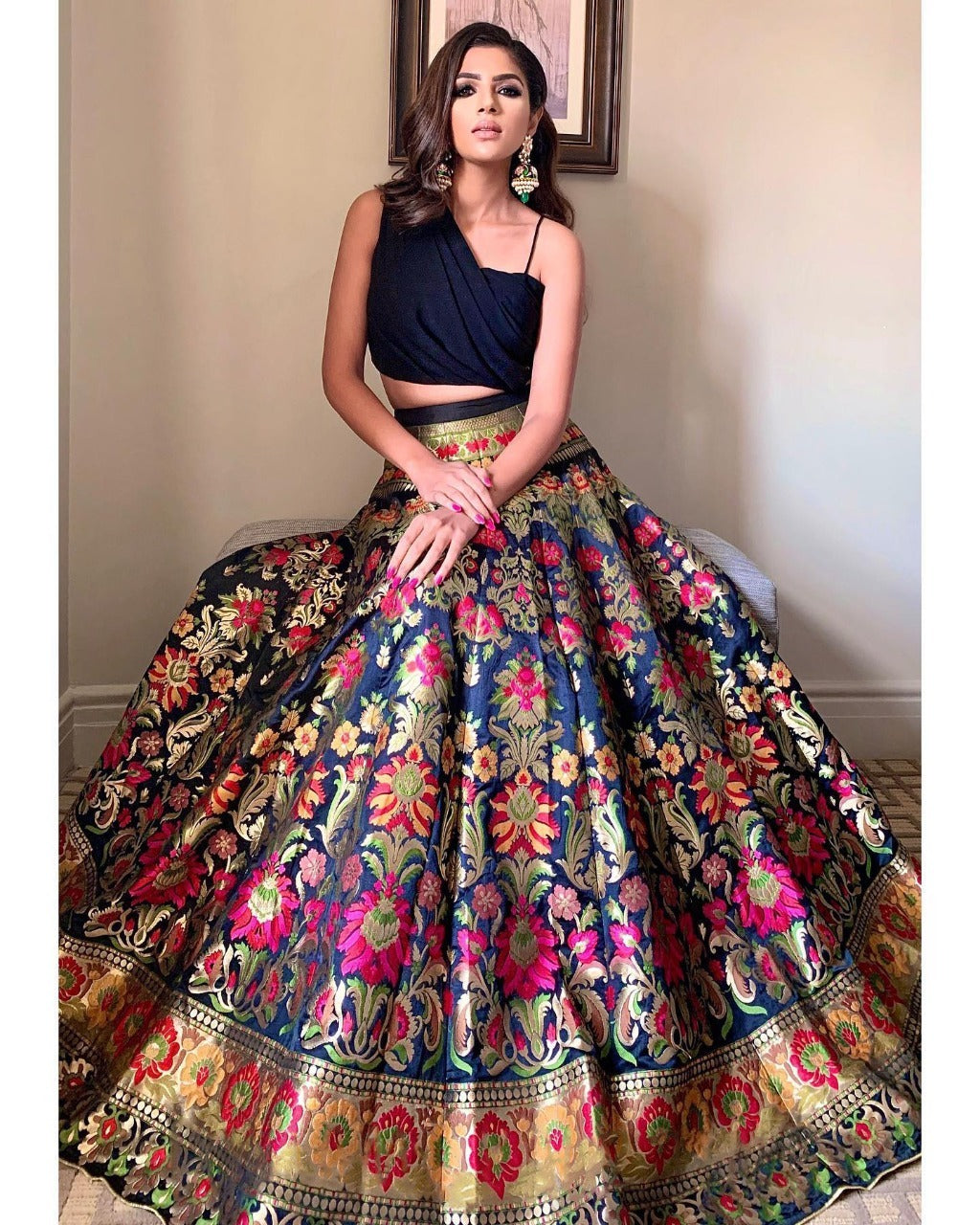 Beautiful red and gold banarasi silk lehenga choli for women
