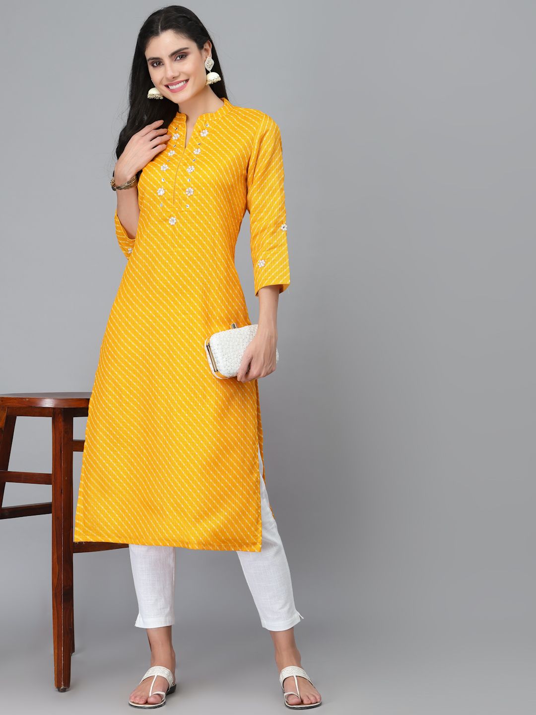 Zoya Yellow Leheriya Kurta