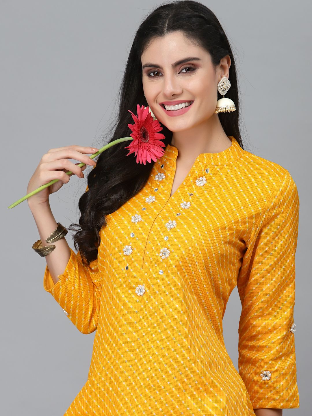 Zoya Yellow Leheriya Kurta - By Ragavi - qivii