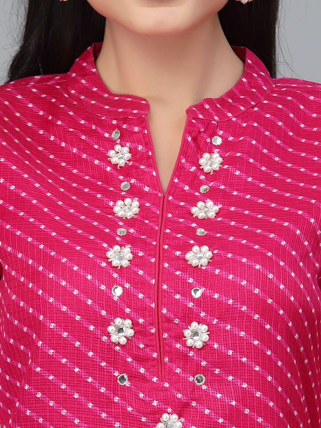 Zoya Pink Leheriya Straight Kurta - By Ragavi - qivii