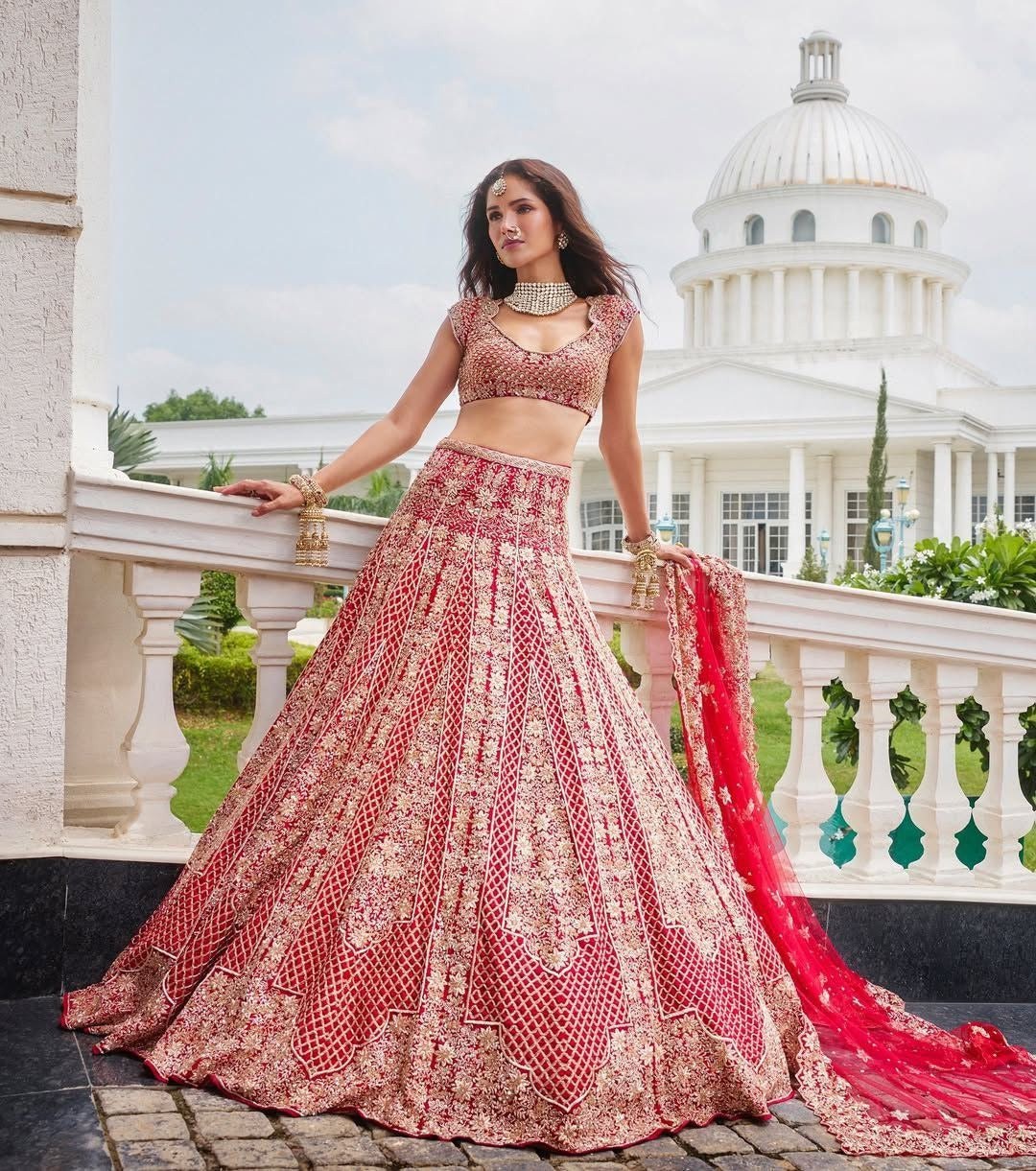 Red Premium Malai Satin Embellished With Beautiful Embroidery ,Dori, Coding, Jari Work Lehenga - INSPIRED | Ready To Wear - qivii