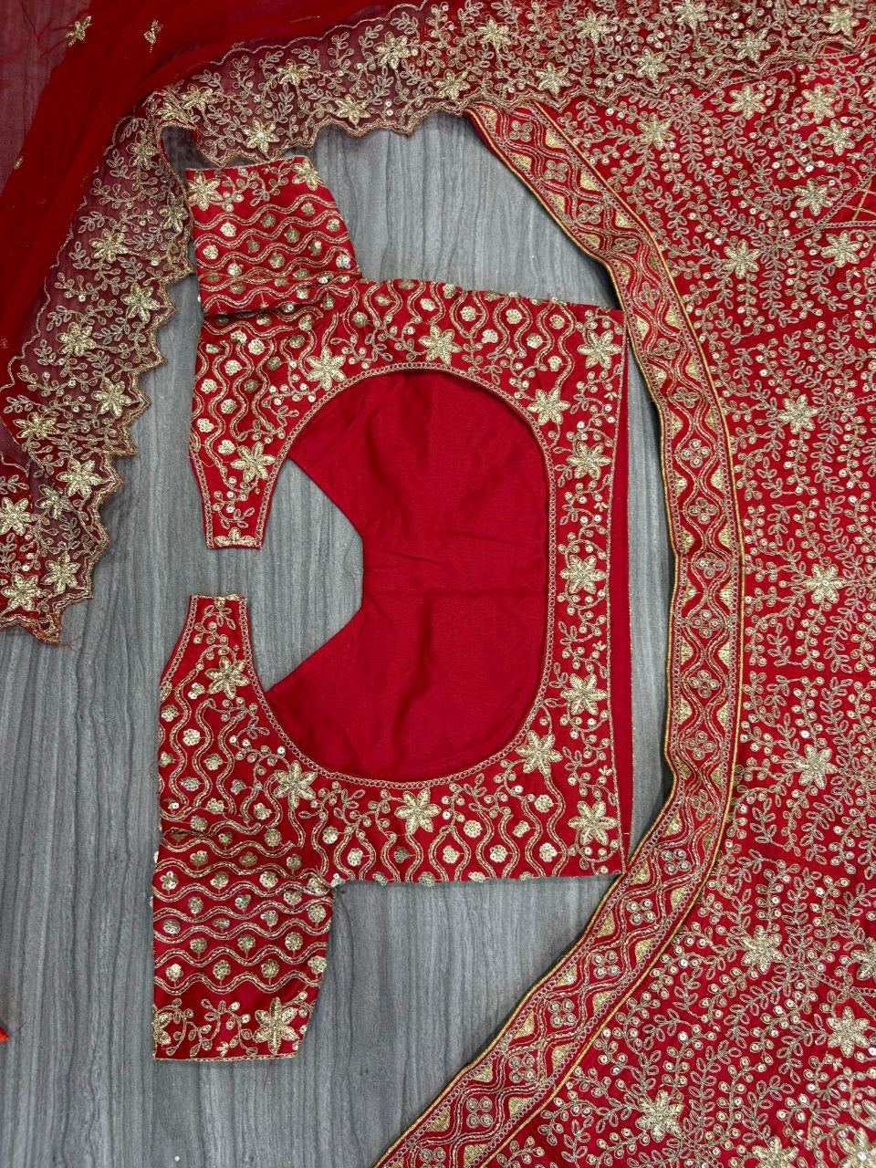 Red Premium Malai Satin Embellished With Beautiful Embroidery ,Dori, Coding, Jari Work Lehenga - INSPIRED | Ready To Wear - qivii