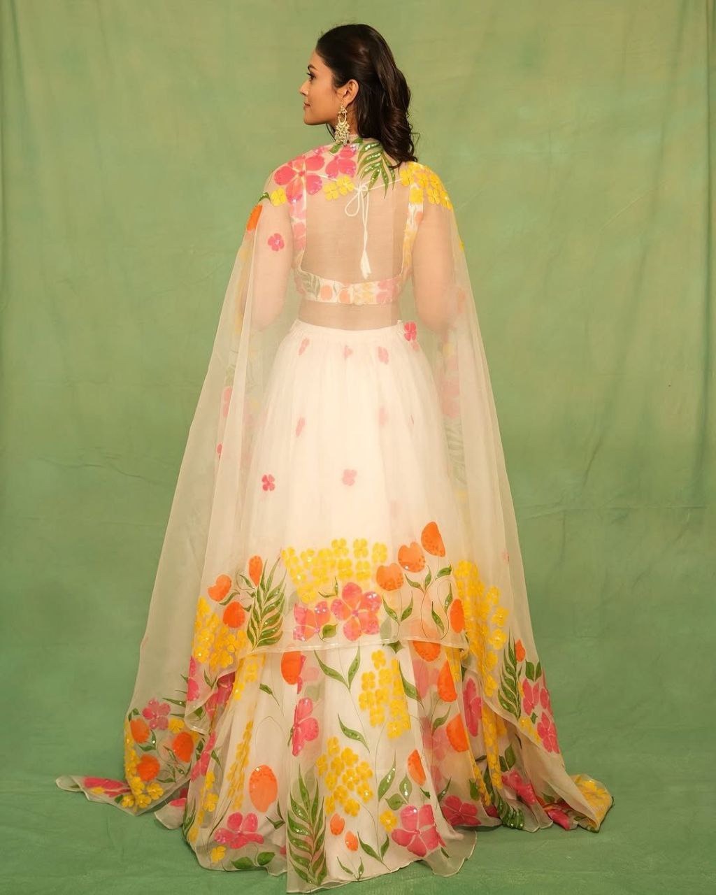 White Premium Taby Silk With Beautiful Floral Print With Heavy Cancan Lehenga - INSPIRED | Ready To Wear - qivii