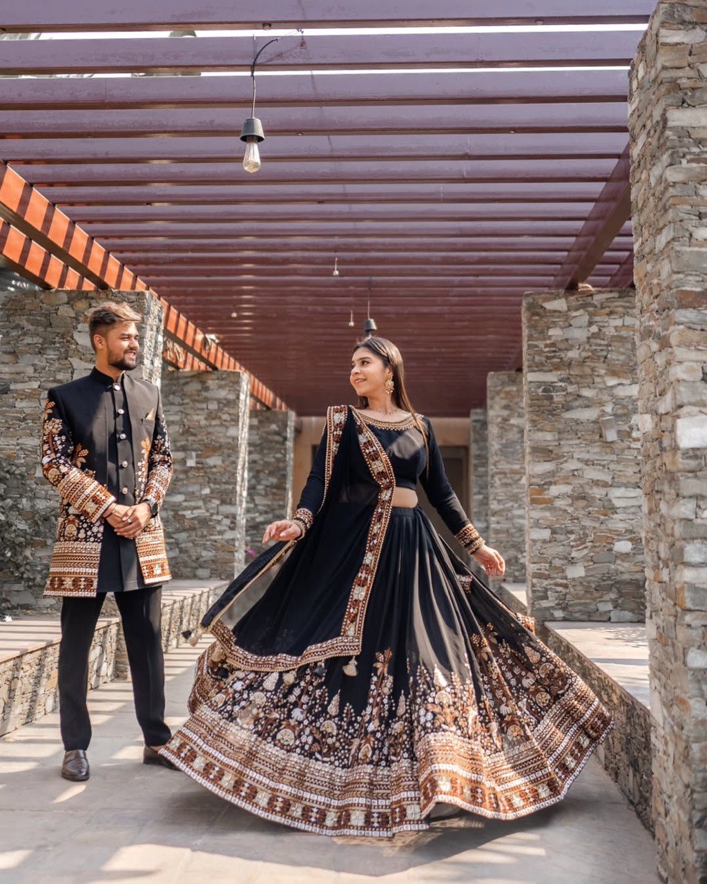 Black Foux Gorgette thread with Sequnce Lehenga - INSPIRED | Ready To Wear - qivii