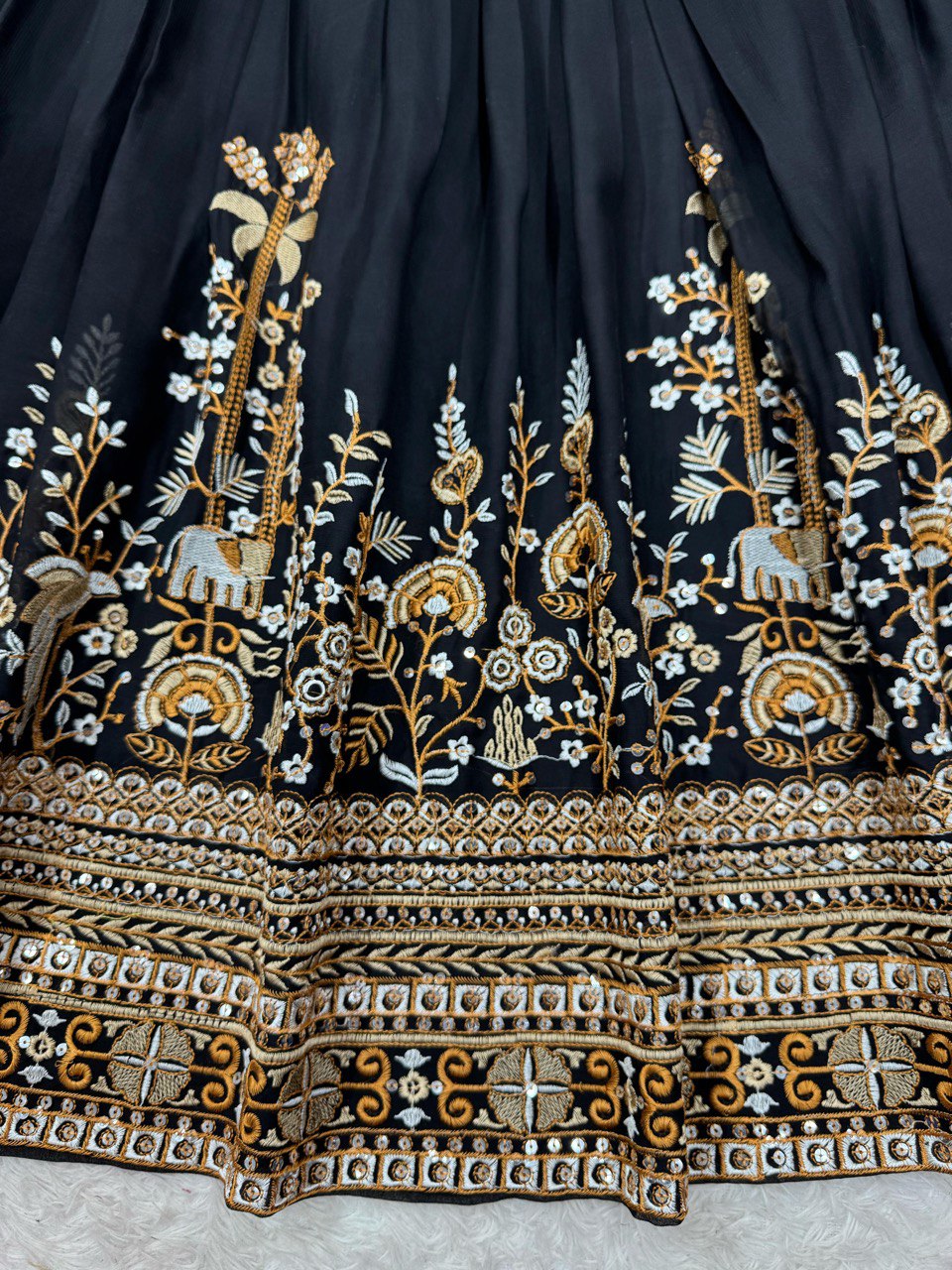 Black Foux Gorgette thread with Sequnce Lehenga - INSPIRED | Ready To Wear - qivii