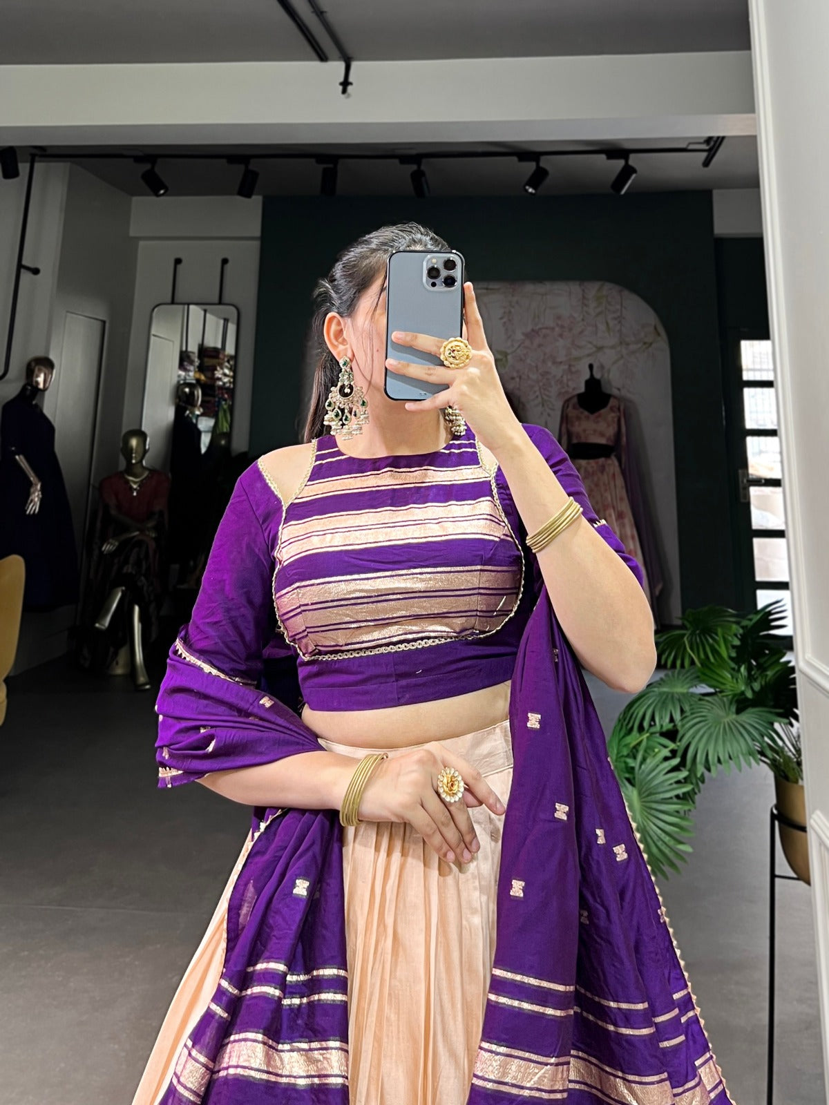 Off White Pure Chanderi Plain With Zari Weaving Work Border Lehenga Choli - INSPIRED | Ready To Wear - qivii