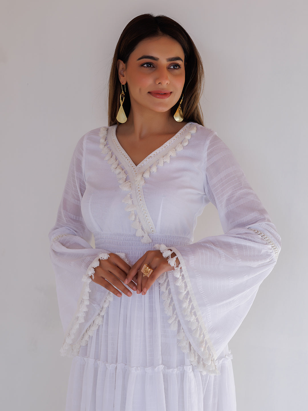 White Chiffon Midi Dress - By Ragavi - qivii