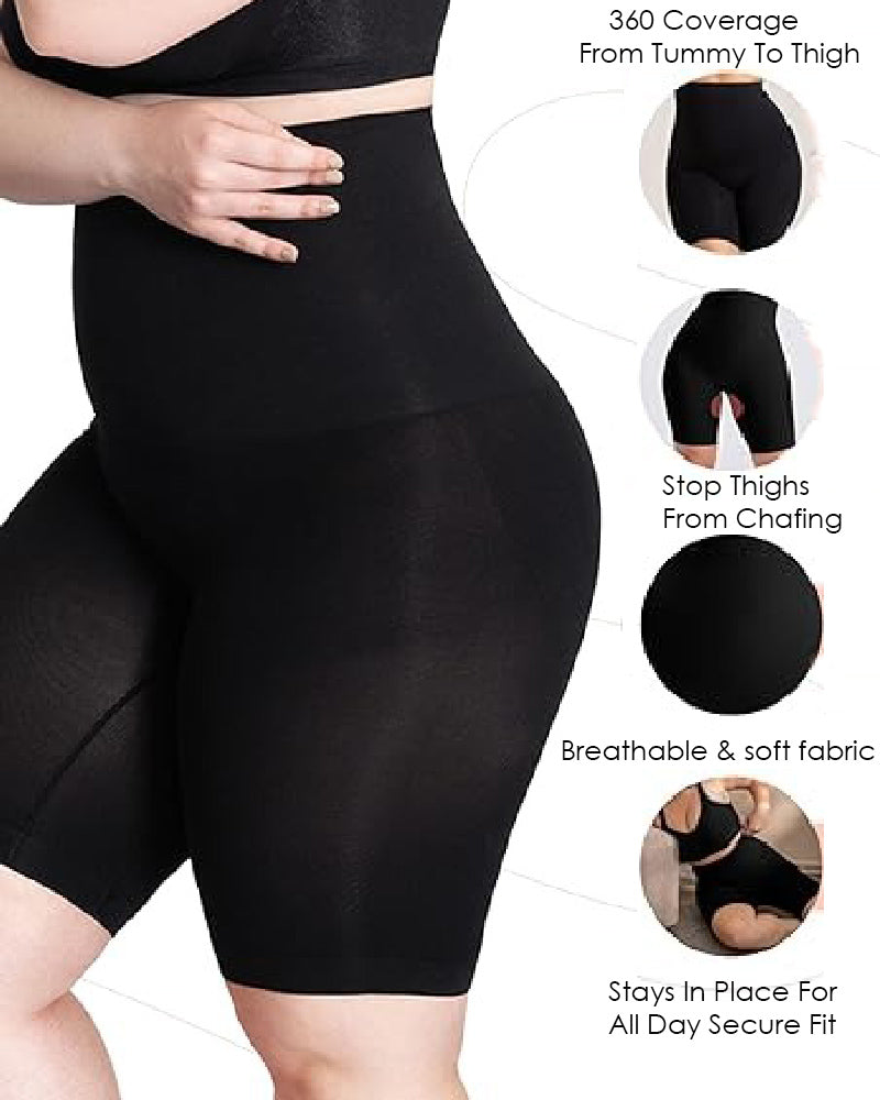 High Waisted Tummy Control Thigh Slimmer Body Shaper Shorts - By Qivii