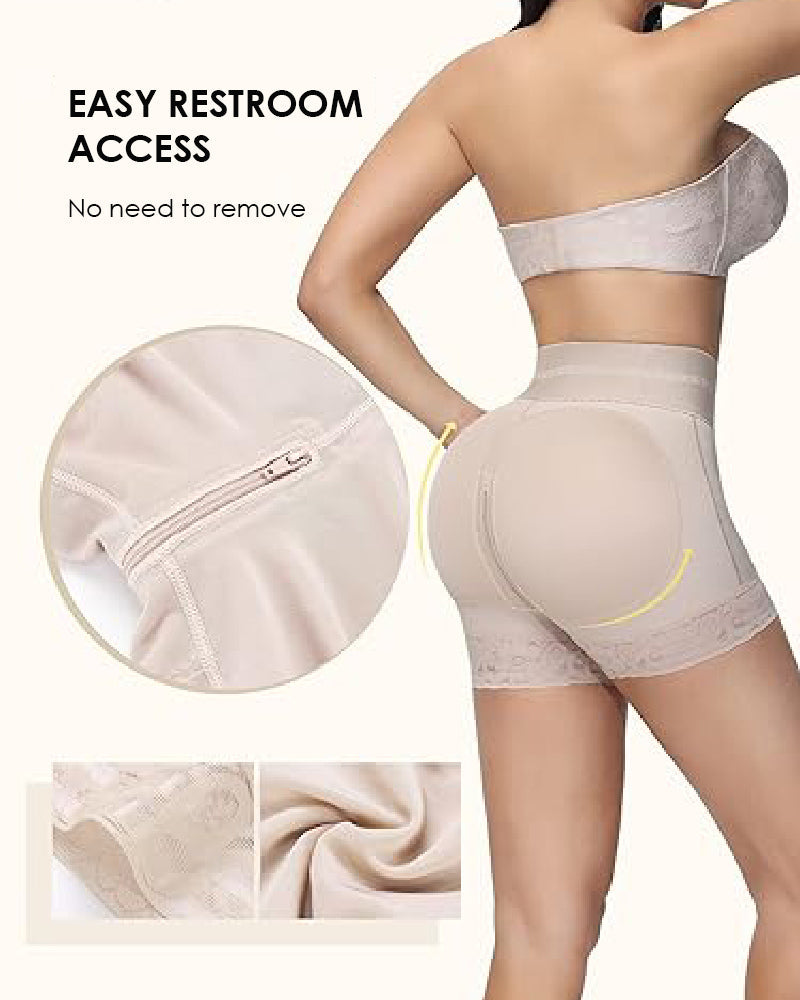 Shapshe® Double Compression High Waisted BBL Shorts With Mid-section Tummy Control Panties - By Qivii