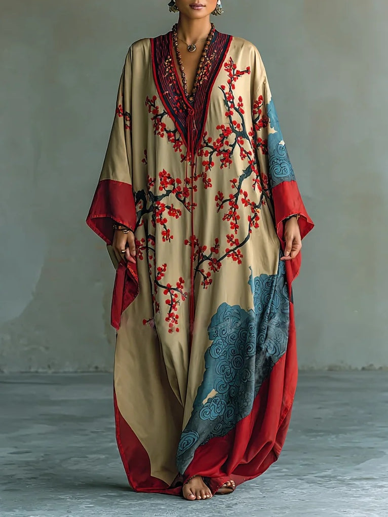 Lara | Elegant Floral Batwing Sleeve Summer Maxi Dress by Qivii