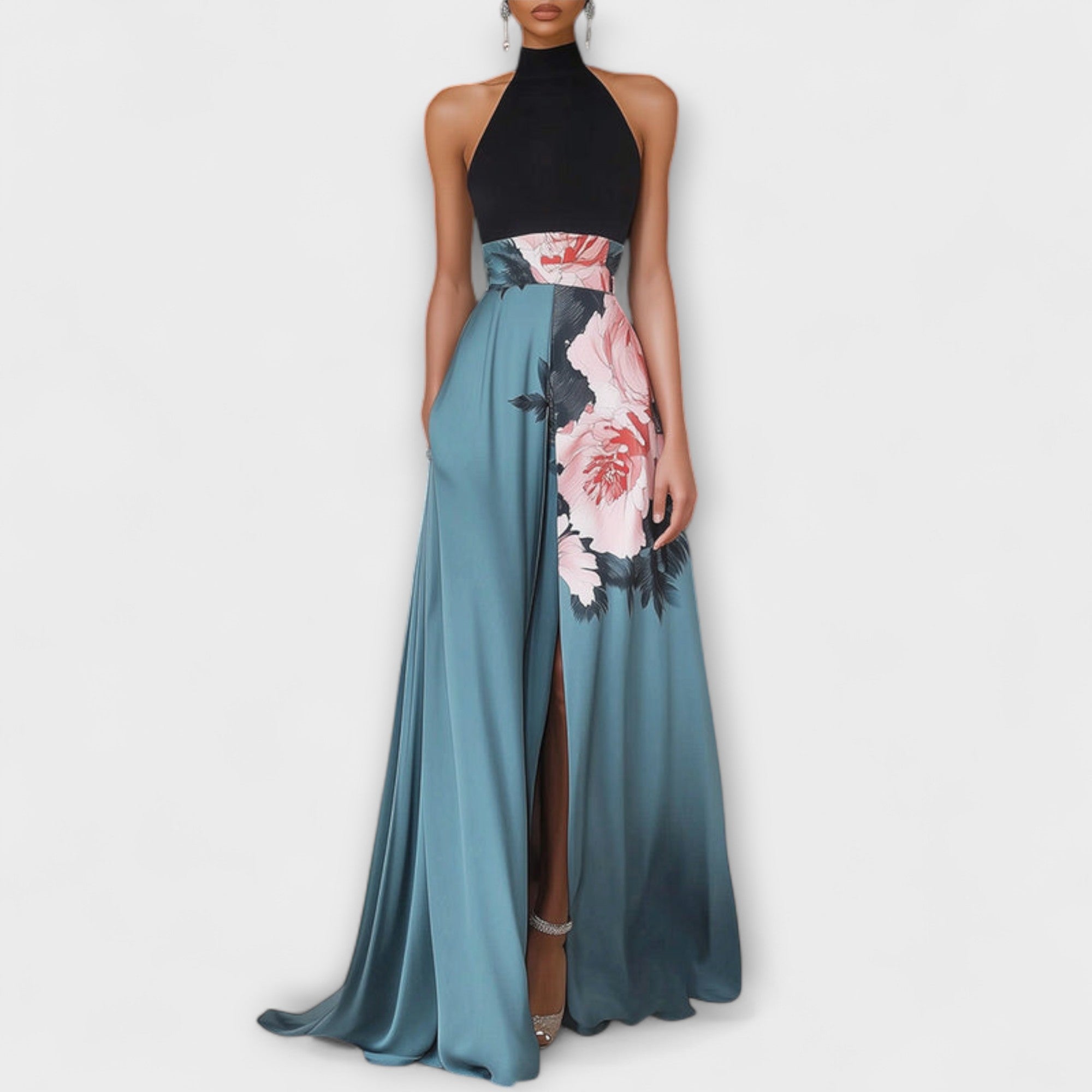 Natalie - Maxi A-lijn Jurk met Bloemenprint - By Qivii