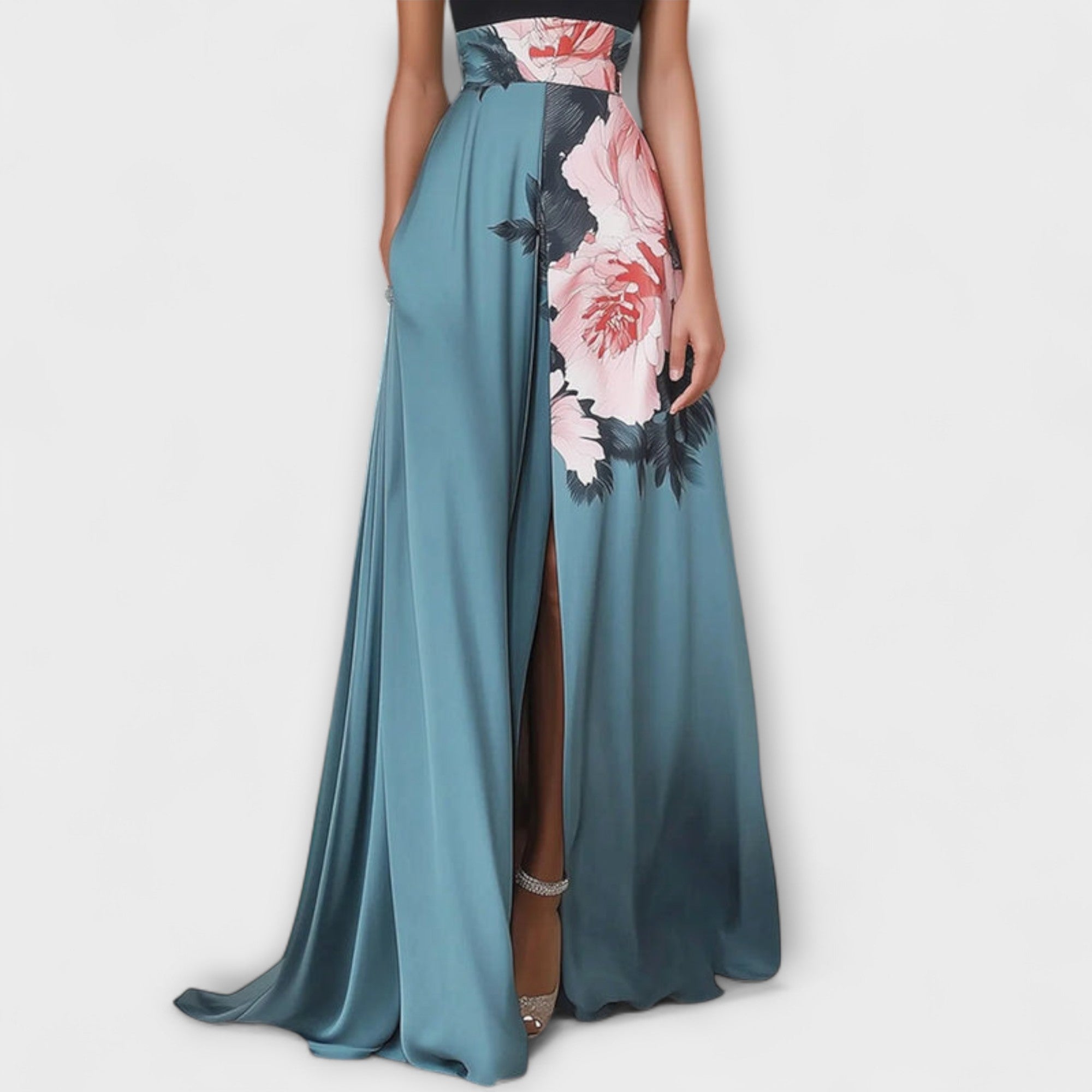 Natalie - Maxi A-lijn Jurk met Bloemenprint - By Qivii