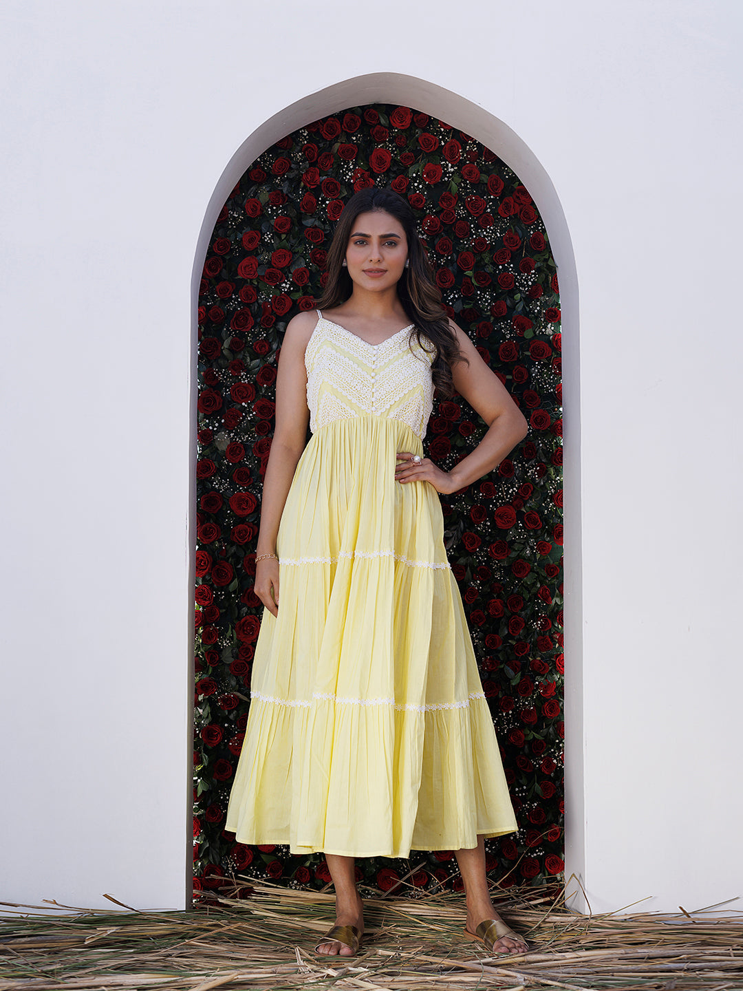 Yellow Pear Maxi Dress - By Ragavi - qivii