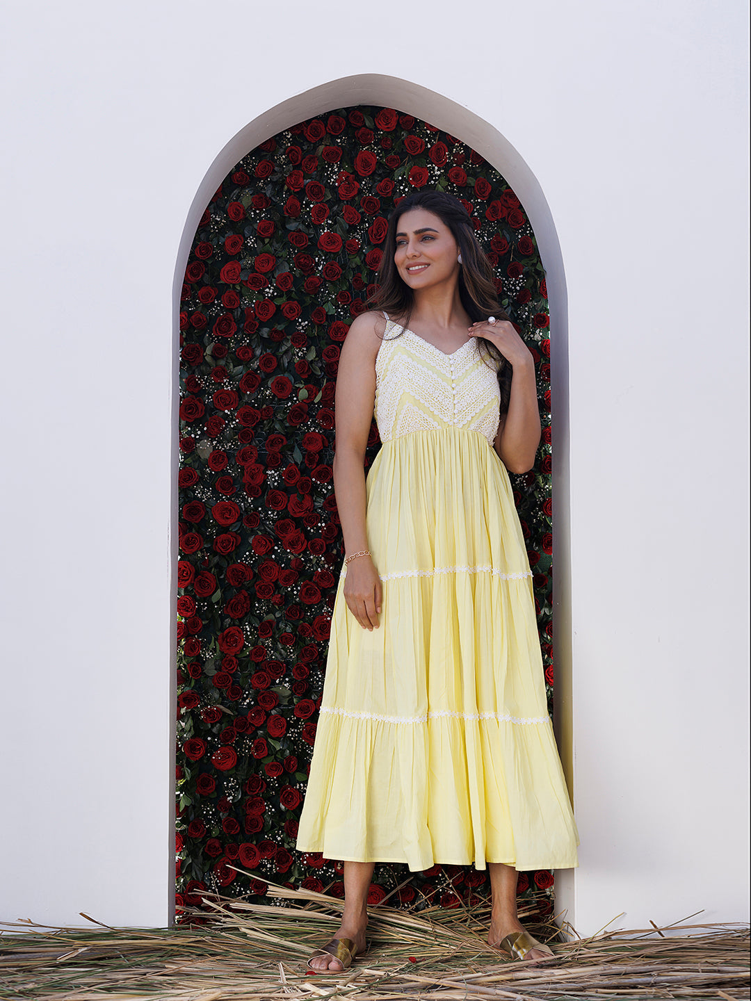 Yellow Pear Maxi Dress - By Ragavi - qivii