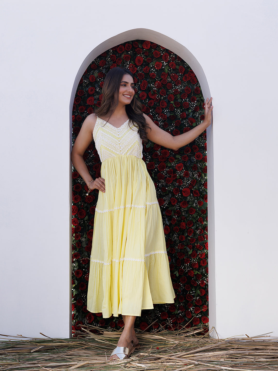 Yellow Pear Maxi Dress - By Ragavi - qivii