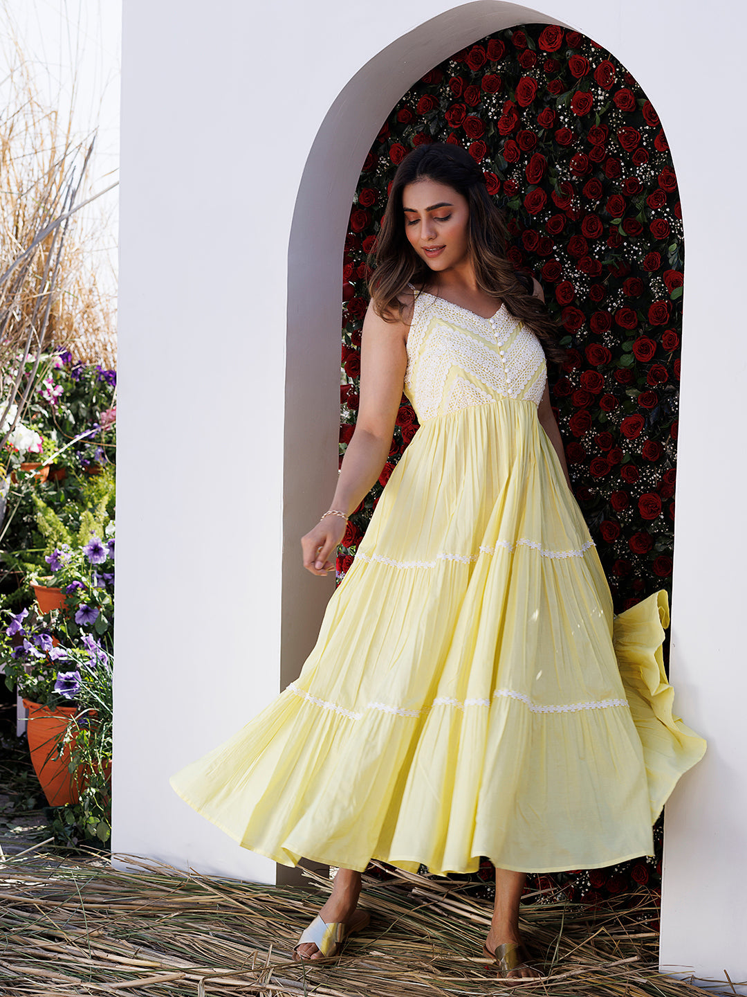 Yellow Pear Maxi Dress - By Ragavi - qivii
