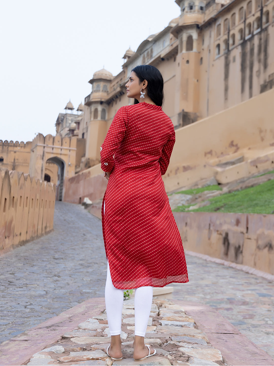 Zoya Red Leheriya Kurta