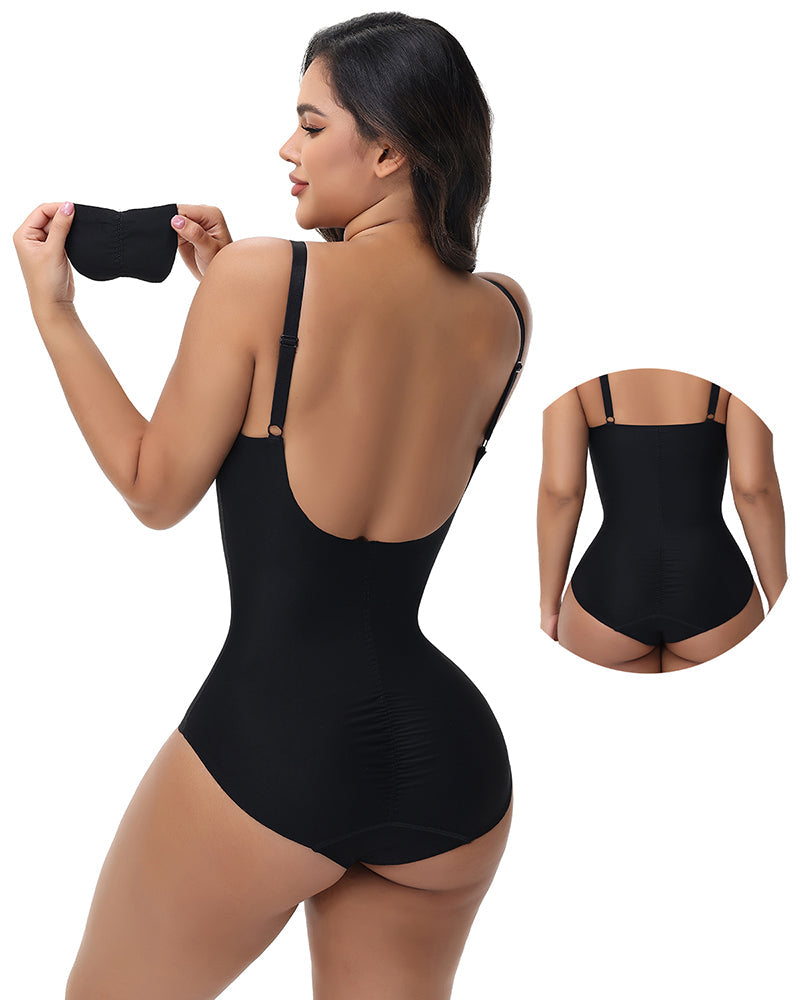Shapshe® V Neck Compression Shapewear Snatch Butt Lifting Full Bodysuit (Pre-Sale) - By Qivii