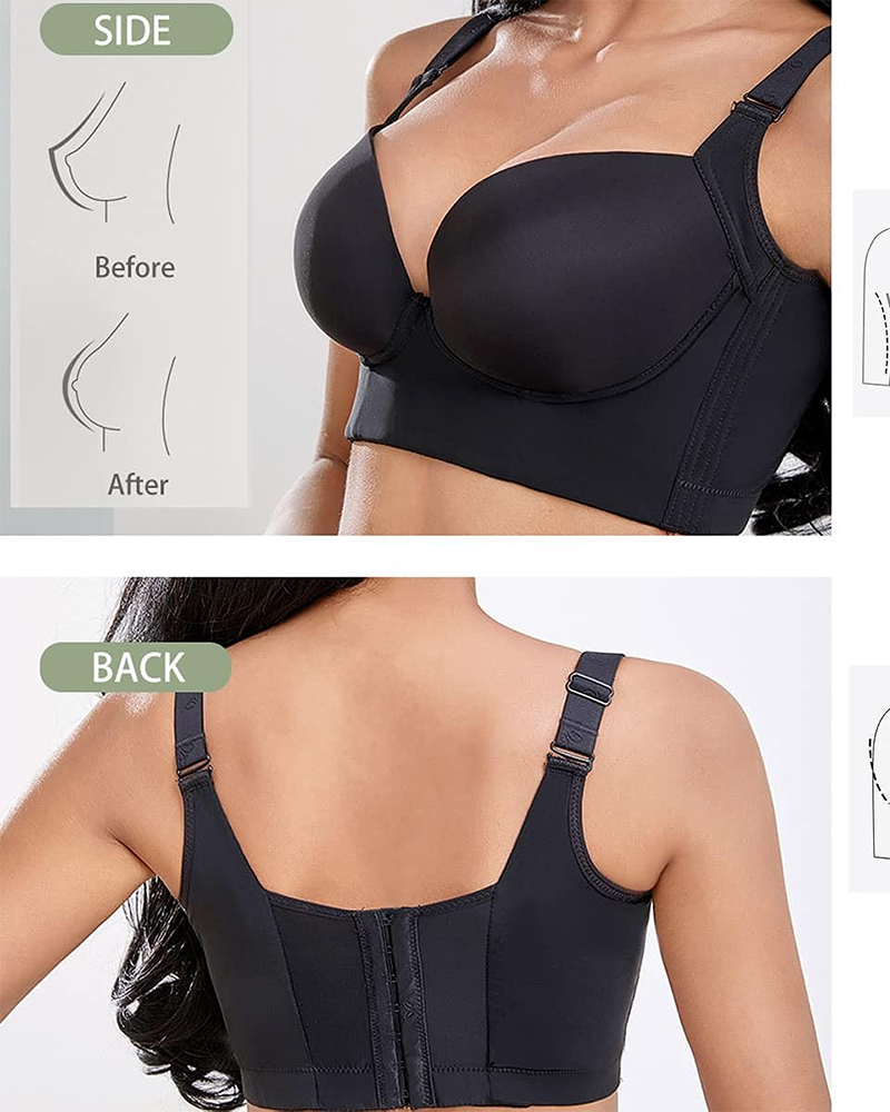 Deep Cup Push Up Bra With Full Back Coverage - By Qivii