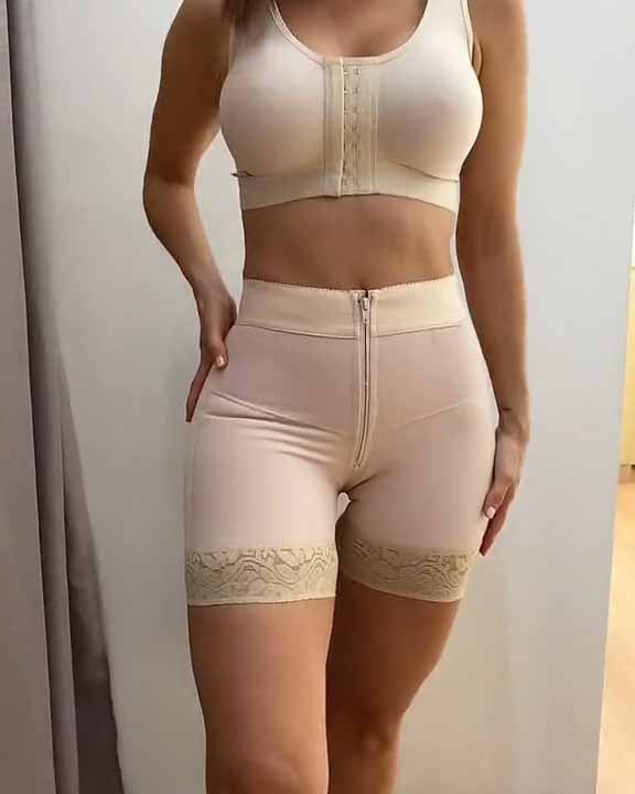 Shapshe® Internal Hooks Firm Compression Zipper Butt Lift Peachy Shaper Shorts