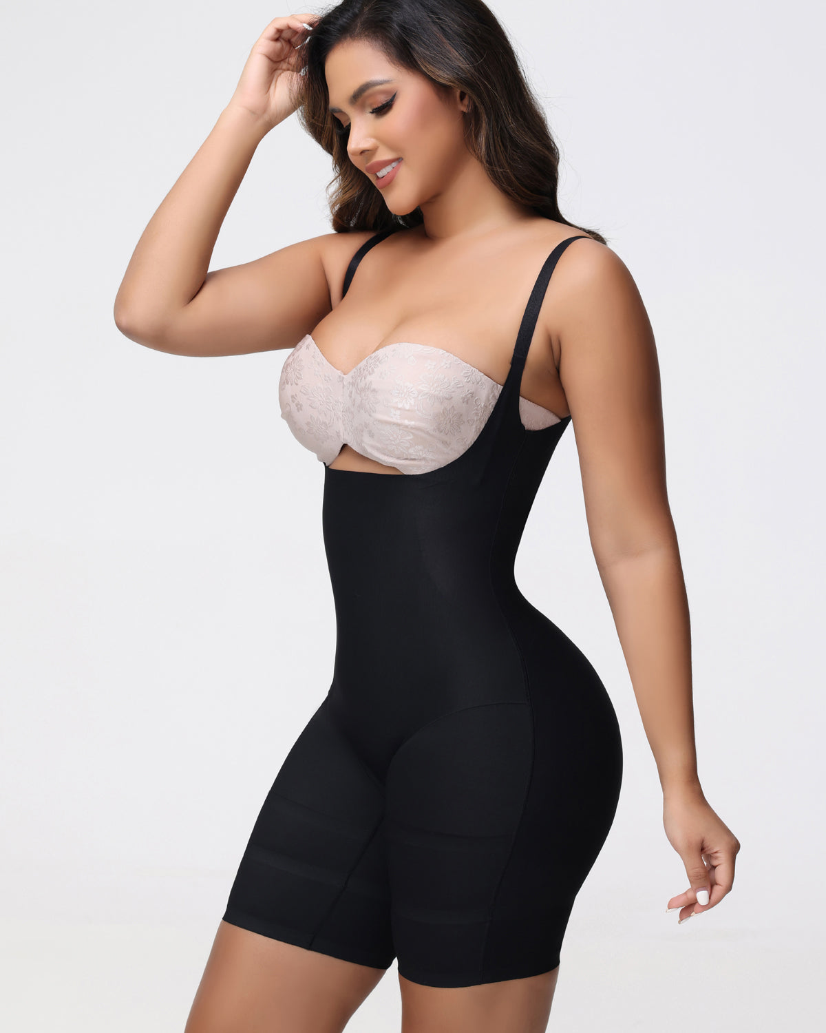 Shapshe® Open Bust Mid Thigh Bodysuit Seamless Sculpting Butt Lifter Shapewear - By Qivii