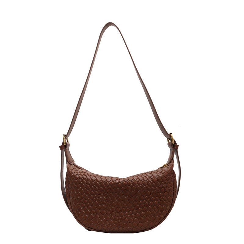 Women's Riviera Bias-Weave Crescent - Convertible Shoulder to Crossbody in French-Inspired Grain