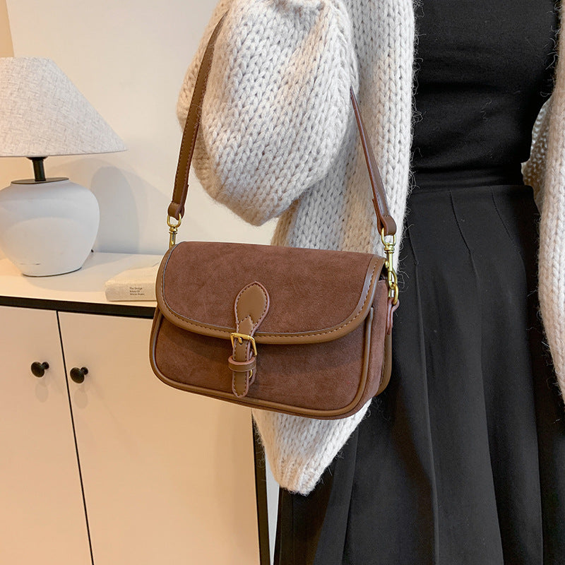 Women's Saddle Luxe Sling Bag - Matte Vintage Crossbody with Signature Buckle & Adjustable Wear