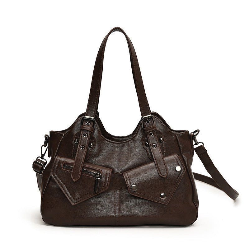 Women's Road Rebel Tote - Retro Moto-Inspired Convertible Carryall with Industrial Hardware