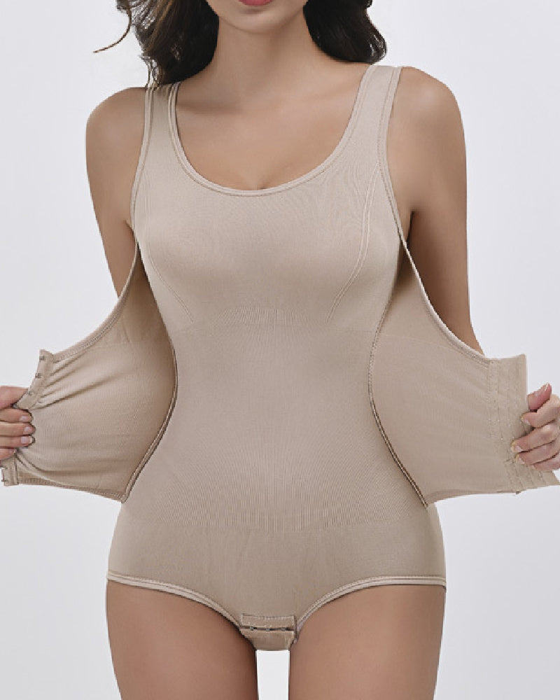 2 in 1 Seamless Double Tummy Control Corset Bodysuit Scoop Neck Tank Top Shapewear - By Qivii