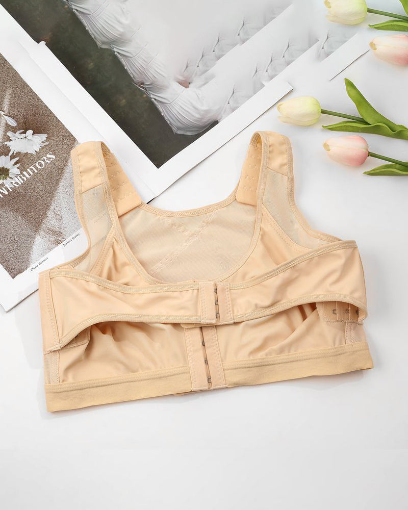 Front Closure Post Surgery Compression Shapewear Bra With Breast Support Belt - By Qivii