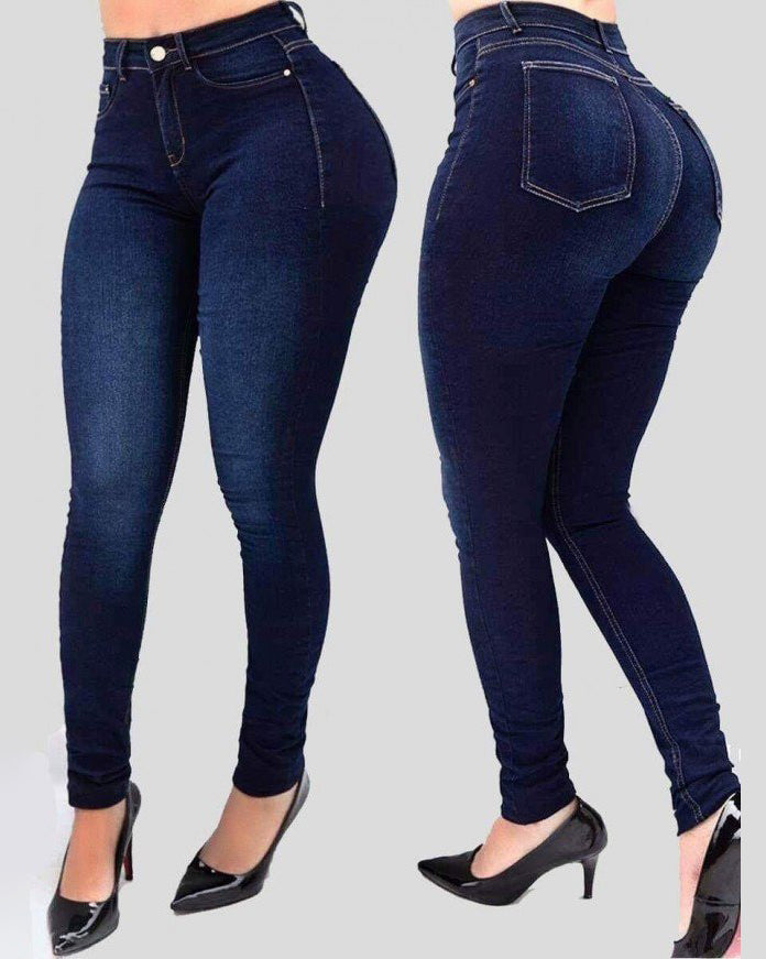 Women's High Waist Push Up Elastic Slim-fit Shaping Skinny Jeans - By Qivii