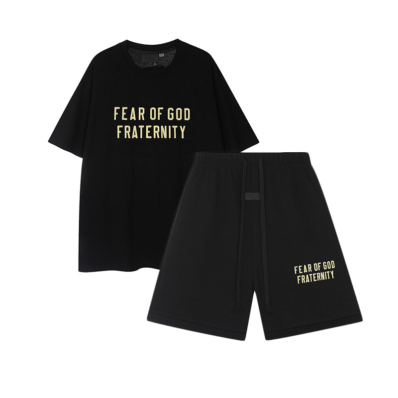 FW24 FRATERNITY T-Shirt / Shorts / Set - Black - By Qivii