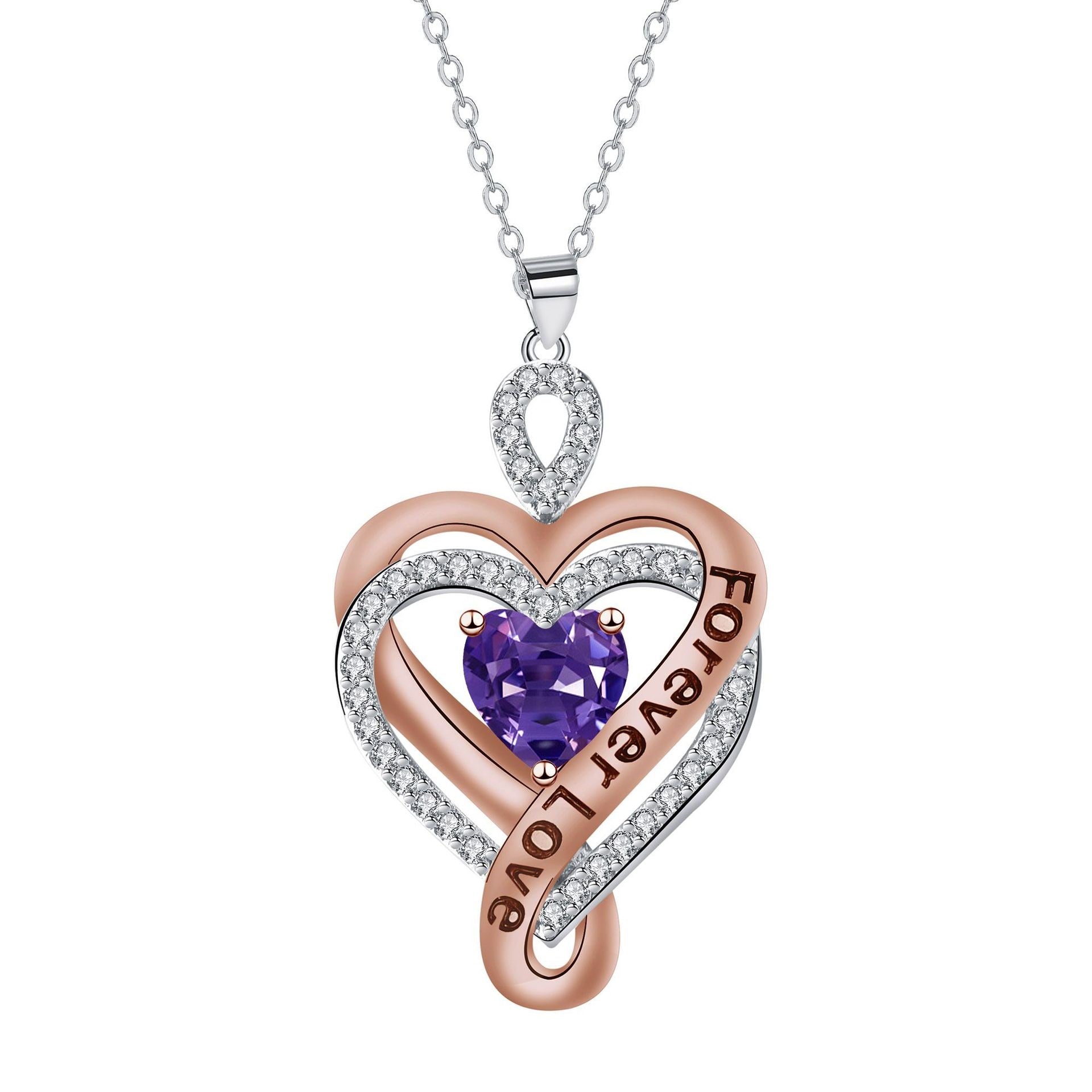 Double Love Necklace Women's Rose Pendant Retro Simple Elegant
